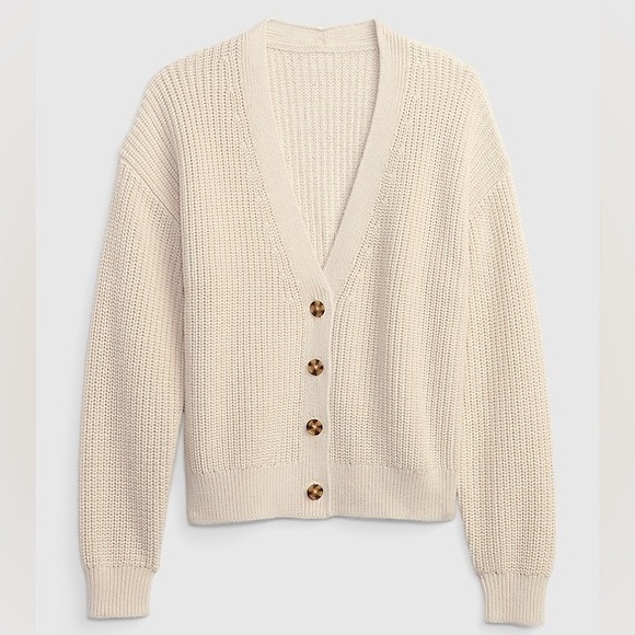 Gap Shaker-Stitch Cardigan 100% Cotton, button v-neck - Picture 2 of 8